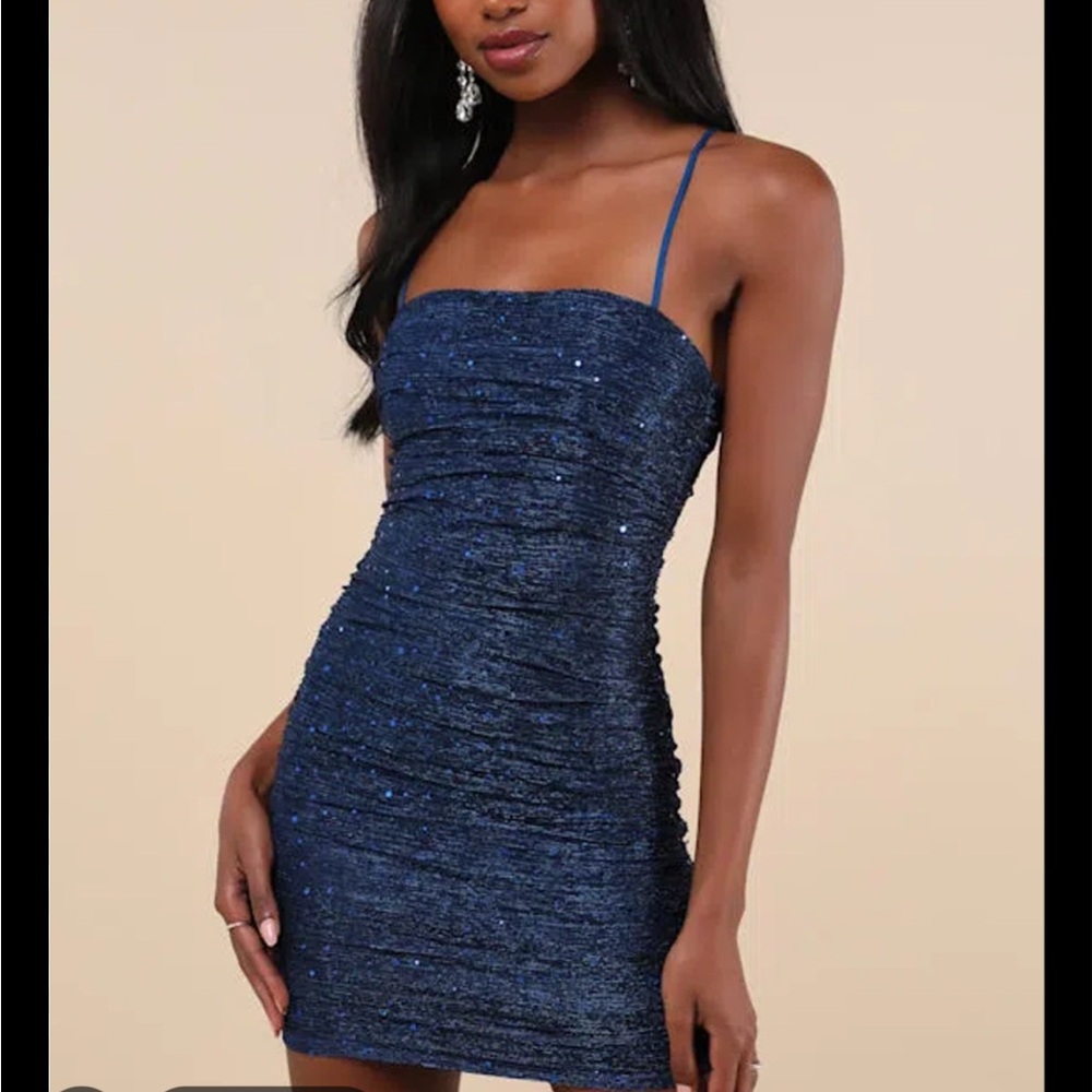 Lulu's Deep Blue Dress with Spaghetti Straps